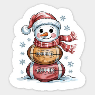 Football Snowman Christmas Sticker