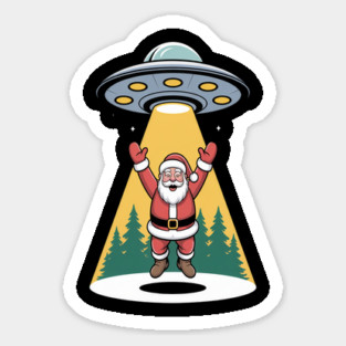 Alien Abduction Santa UFO Flying Sticker