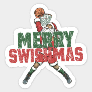Swishmas Santa Basketball Xmas Sticker