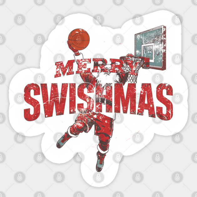 Funny Merry Swishmas Dunking Santa Basketball Sticker by JessArty