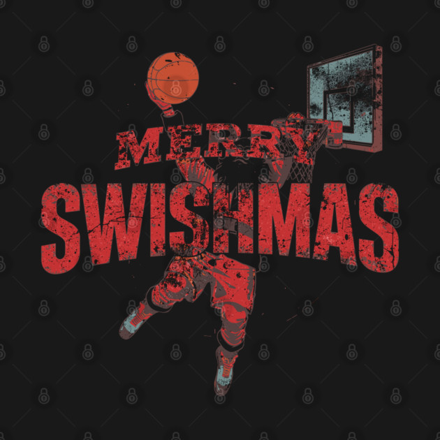 Funny Merry Swishmas Dunking Santa Basketball by JessArty