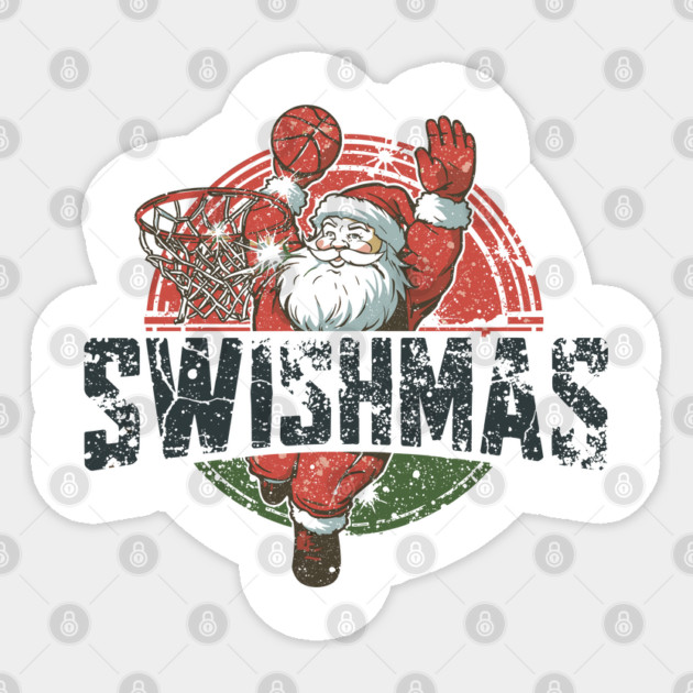 Swishmas Santa Basketball Christmas Sticker by JessArty
