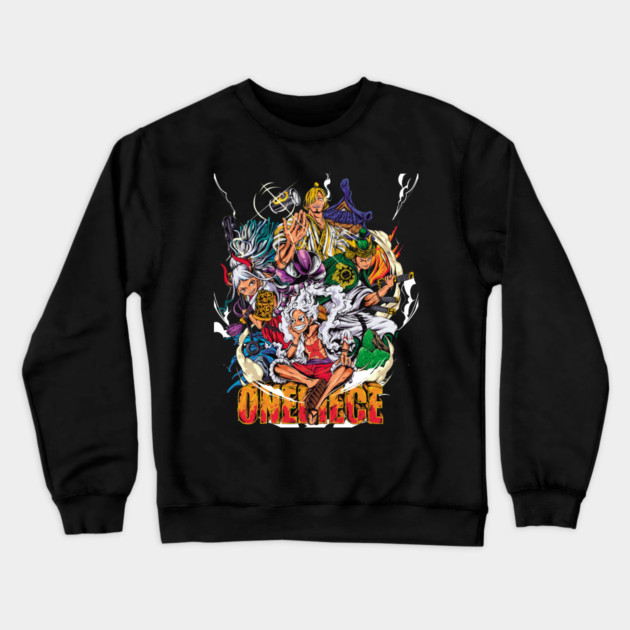 Luffy, Zoro, Sanji and Yamato – Cool Poster Crewneck Sweatshirt by Otaku Vibes