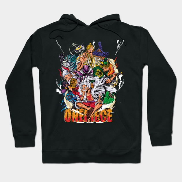 Luffy, Zoro, Sanji and Yamato – Cool Poster Hoodie by Otaku Vibes