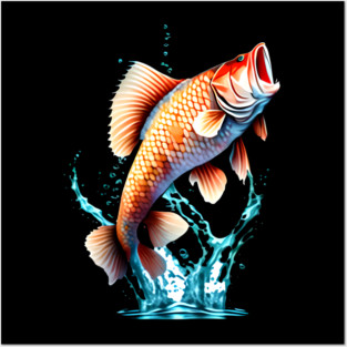 Beautiful Red Flying Fish On Water Graphic Posters and Art