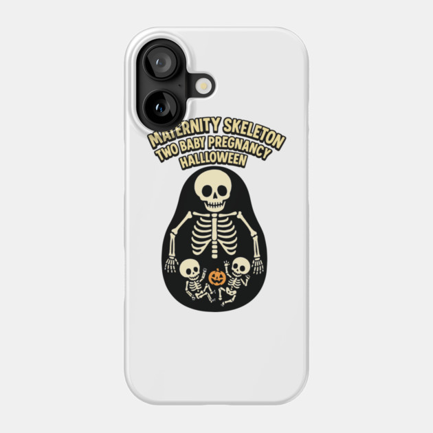 Maternity Skeleton Two Baby Pregnancy Announcement Halloween Phone Case by Customer's Store 1