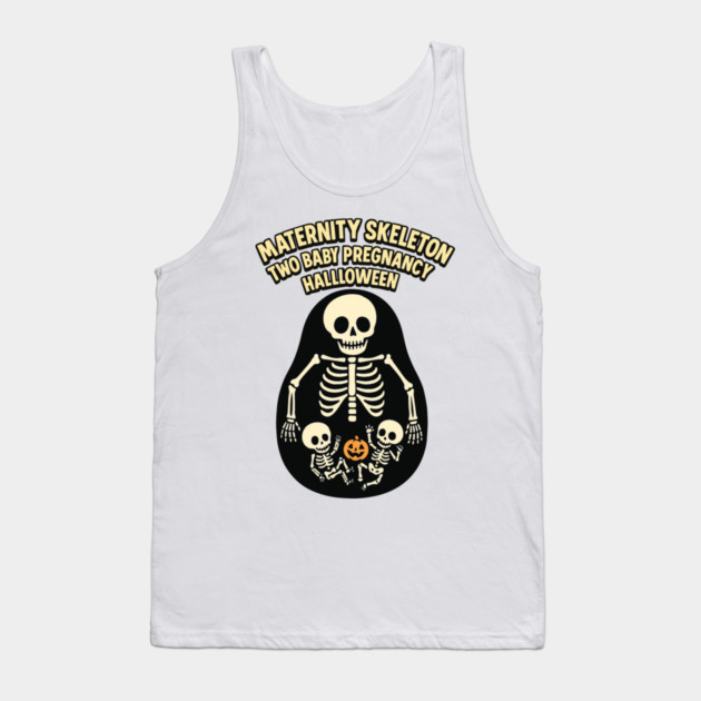 Maternity Skeleton Two Baby Pregnancy Announcement Halloween Tank Top by Customer's Store 1