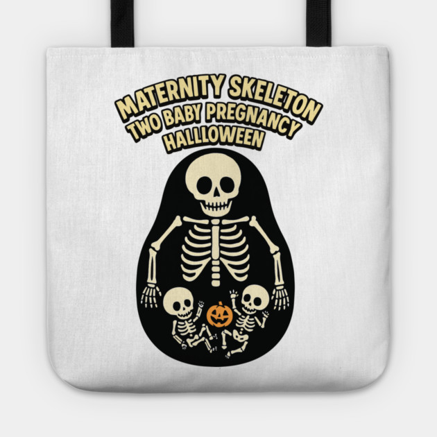 Maternity Skeleton Two Baby Pregnancy Announcement Halloween Tote by Customer's Store 1