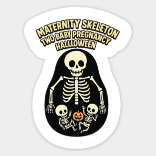 Maternity Skeleton Two Baby Pregnancy Announcement Halloween Sticker
