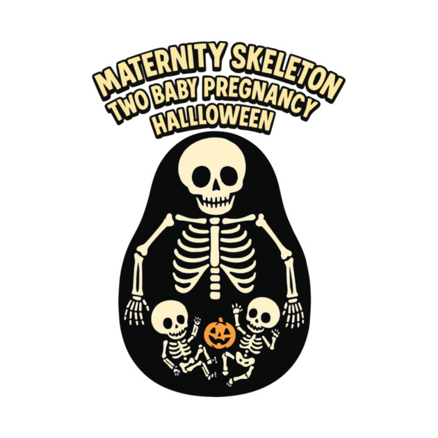 Maternity Skeleton Two Baby Pregnancy Announcement Halloween by Customer's Store 1