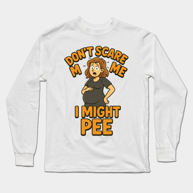 Funny Pregnant Halloween Design Long Sleeve T-Shirt by Customer's Store 1