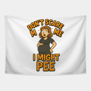 Funny Pregnant Halloween Design Tapestry