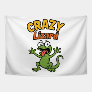 funny CRAZY Lizard Tapestry