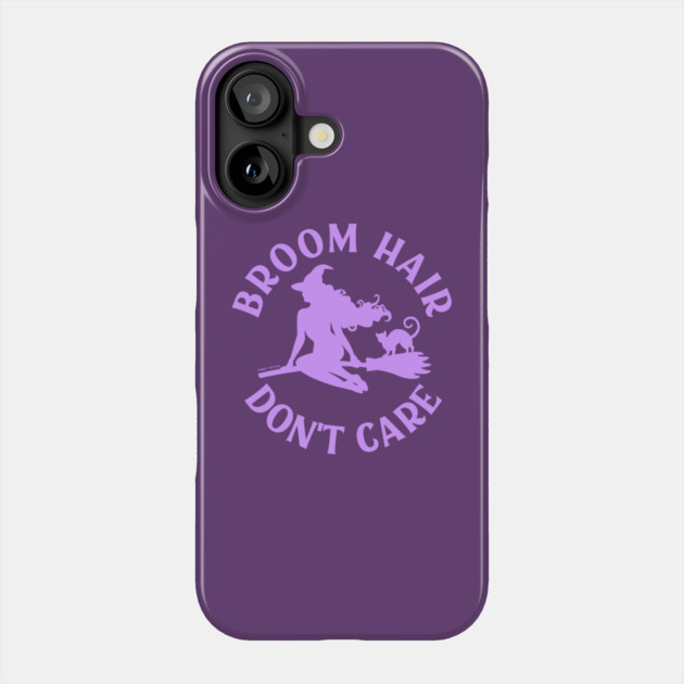 Lilac Broom Hair Don't Care Funny Pagan Wiccan Cheeky Witch® Phone Case by Cheeky Witch