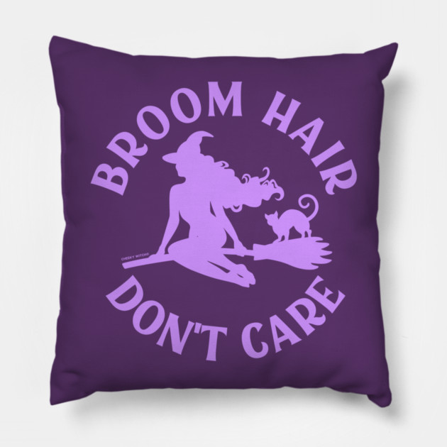 Lilac Broom Hair Don't Care Funny Pagan Wiccan Cheeky Witch® Pillow by Cheeky Witch