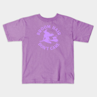 Lilac Broom Hair Don't Care Funny Pagan Wiccan Cheeky Witch® Kids T-Shirt