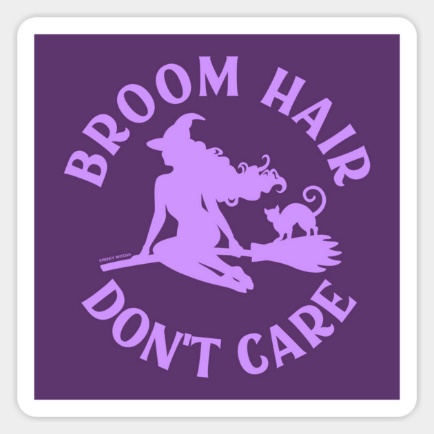 Lilac Broom Hair Don't Care Funny Pagan Wiccan Cheeky Witch® Sticker by Cheeky Witch