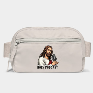 Holy Podcast | Funny Faith and Audio Humor Design | Playful Religious Media Illustration | Lighthearted Christian Podcast Graphic Bag