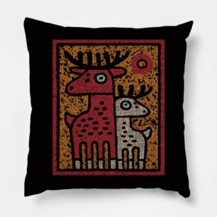 Deer Family Woodland Design – Reindeer Art Print Tee Pillow