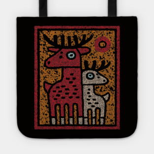 Deer Family Woodland Design – Reindeer Art Print Tee Tote