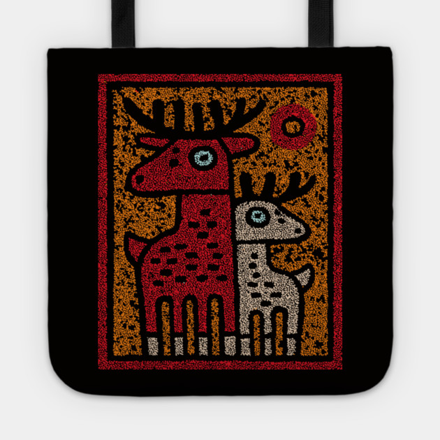 Deer Family Woodland Design – Reindeer Art Print Tee Tote by TuncGK