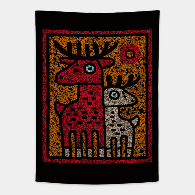 Deer Family Woodland Design – Reindeer Art Print Tee Tapestry by TuncGK