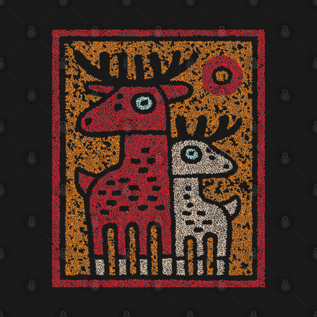Deer Family Woodland Design – Reindeer Art Print Tee by TuncGK
