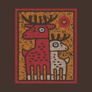 Deer Family Woodland Design – Reindeer Art Print Tee T-Shirt