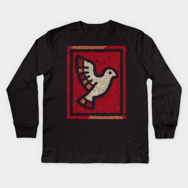 Dove in Cage Freedom Design – Symbolic Bird Artwork Kids Long Sleeve T-Shirt by TuncGK