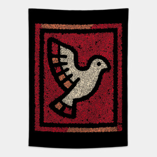 Dove in Cage Freedom Design – Symbolic Bird Artwork Tapestry