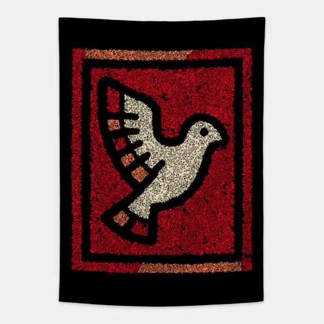 Dove in Cage Freedom Design – Symbolic Bird Artwork Tapestry by TuncGK