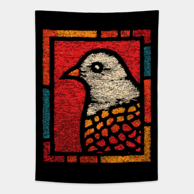 Peace Dove Illustration – Simple Bird Art Design Tapestry by TuncGK