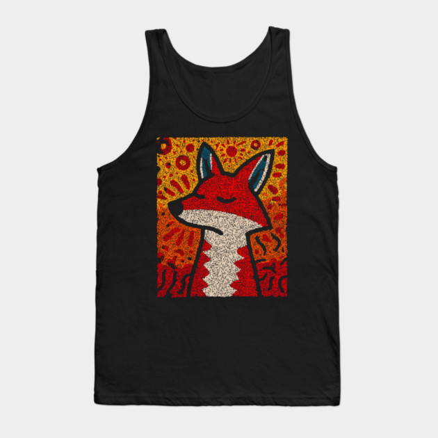 Fox Folk Art Design – Woodland Animal Illustration Tank Top by TuncGK