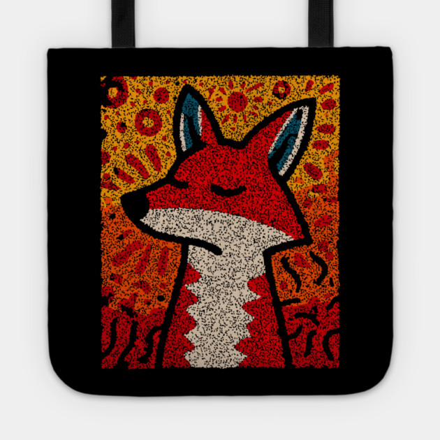 Fox Folk Art Design – Woodland Animal Illustration Tote by TuncGK