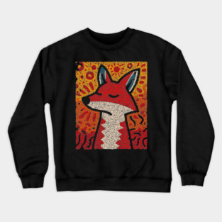 Fox Folk Art Design – Woodland Animal Illustration Crewneck Sweatshirt