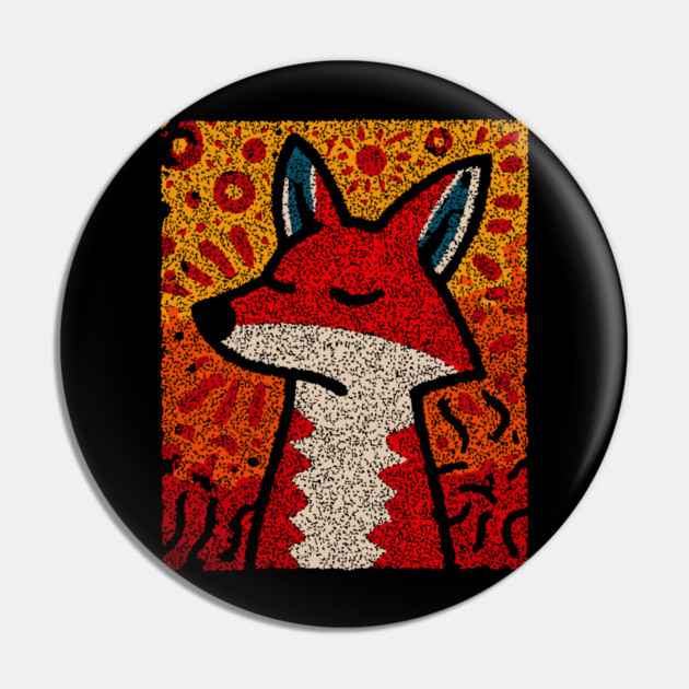 Fox Folk Art Design – Woodland Animal Illustration Pin by TuncGK