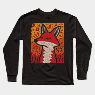 Fox Folk Art Design – Woodland Animal Illustration Long Sleeve T-Shirt
