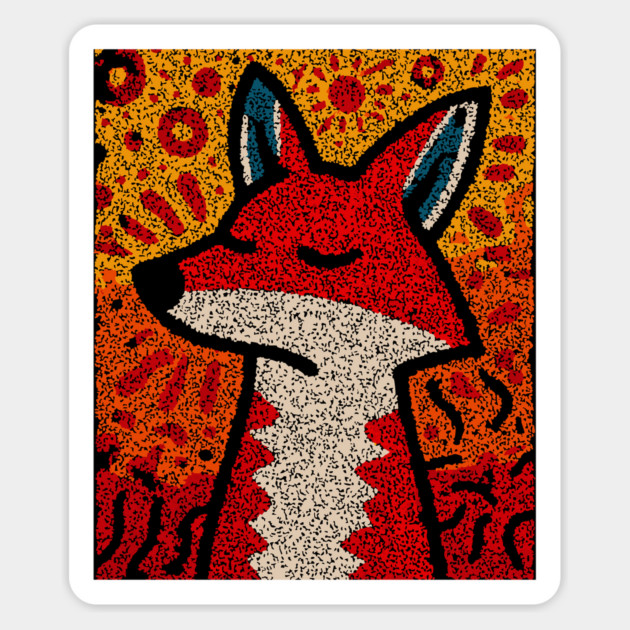 Fox Folk Art Design – Woodland Animal Illustration Magnet by TuncGK