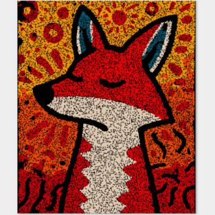 Fox Folk Art Design – Woodland Animal Illustration Posters and Art