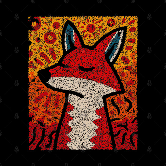 Fox Folk Art Design – Woodland Animal Illustration by TuncGK