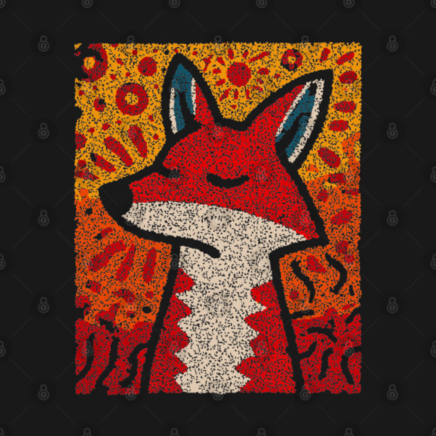Fox Folk Art Design – Woodland Animal Illustration by TuncGK