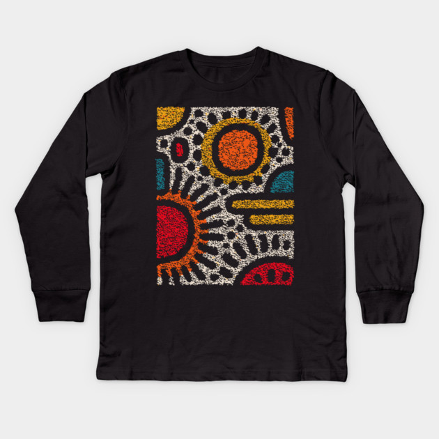 Geometric Abstract Pattern – Modern Shapes Design Kids Long Sleeve T-Shirt by TuncGK