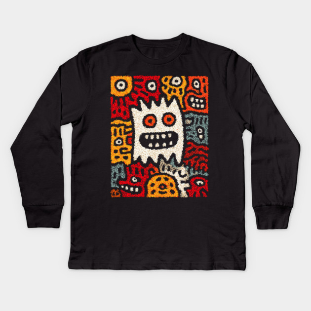 Cute Germs Cartoon Design – Science & Microbe Artwork Kids Long Sleeve T-Shirt by TuncGK