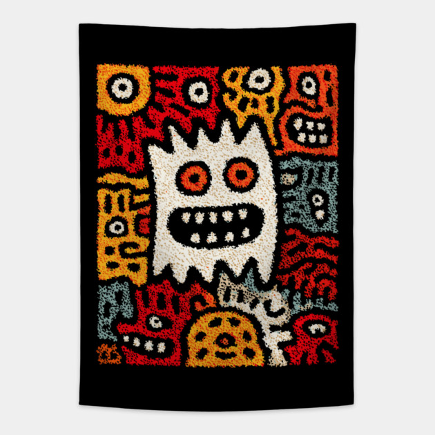 Cute Germs Cartoon Design – Science & Microbe Artwork Tapestry by TuncGK