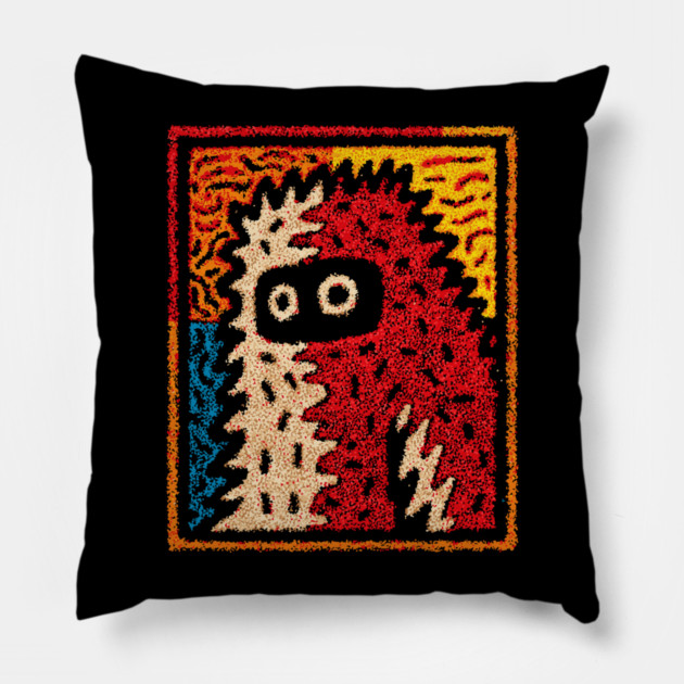 Hairy Monster Illustration – Monster Art Design Pillow by TuncGK