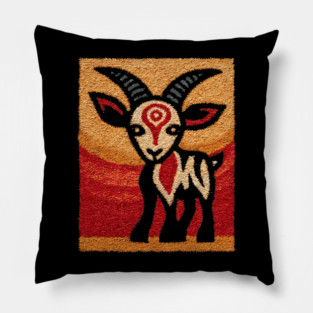 Ibex Mountain Goat Design – Alpine Wildlife Art Pillow