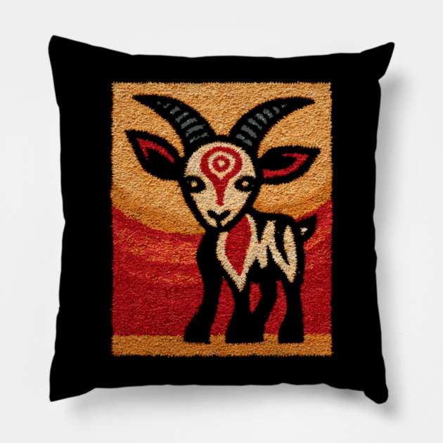Ibex Mountain Goat Design – Alpine Wildlife Art Pillow by TuncGK