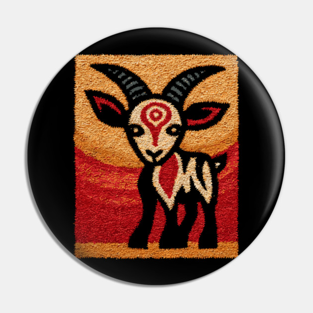 Ibex Mountain Goat Design – Alpine Wildlife Art Pin by TuncGK