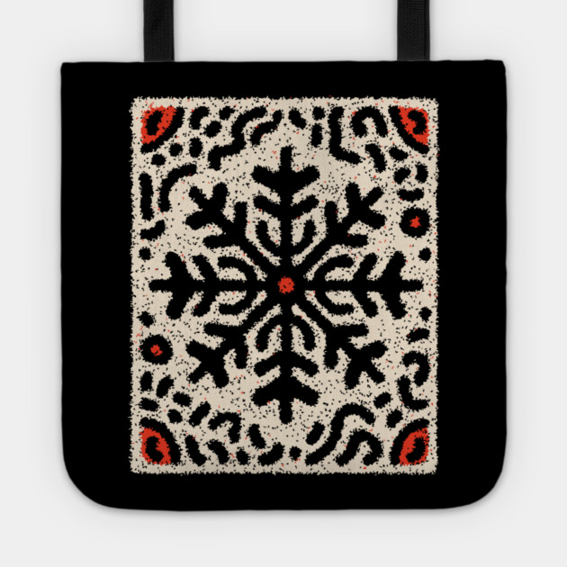 Snow Tribal Pattern – Folk Winter Illustration Tote by TuncGK