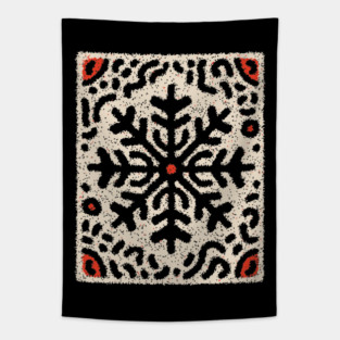 Snow Tribal Pattern – Folk Winter Illustration Tapestry